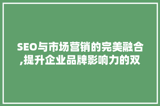 SEO与市场营销的完美融合,提升企业品牌影响力的双剑合璧