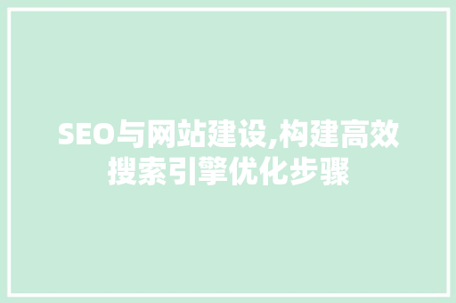 SEO与网站建设,构建高效搜索引擎优化步骤