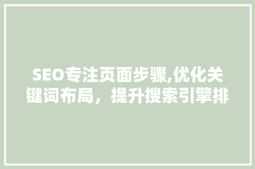 SEO专注页面步骤,优化关键词布局，提升搜索引擎排名