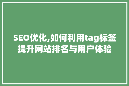 SEO优化,如何利用tag标签提升网站排名与用户体验