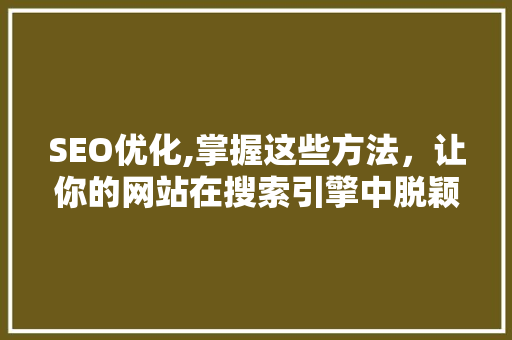 SEO优化,掌握这些方法，让你的网站在搜索引擎中脱颖而出 WordPress教程