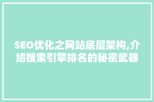 SEO优化之网站底层架构,介绍搜索引擎排名的秘密武器