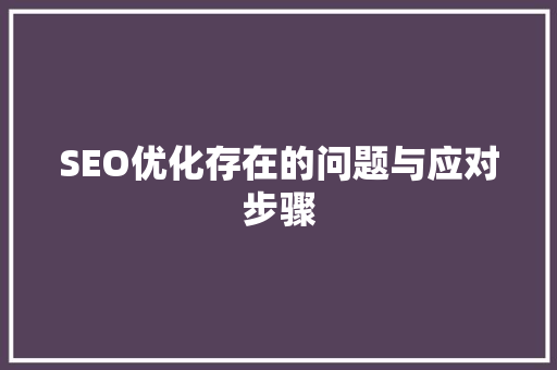 SEO优化存在的问题与应对步骤