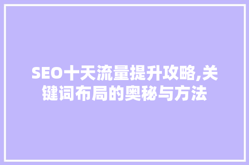 SEO十天流量提升攻略,关键词布局的奥秘与方法