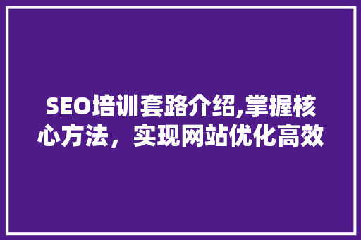 SEO培训套路介绍,掌握核心方法，实现网站优化高效提升
