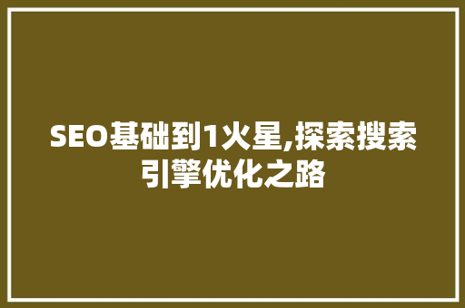 SEO基础到1火星,探索搜索引擎优化之路