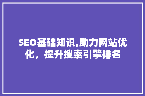 SEO基础知识,助力网站优化，提升搜索引擎排名