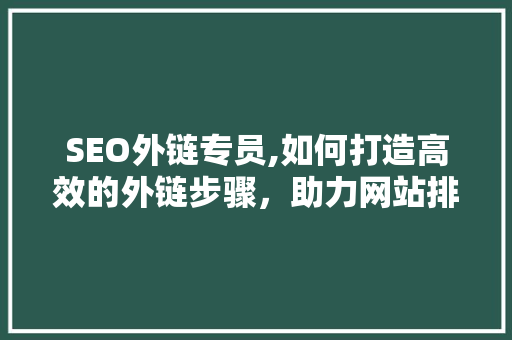SEO外链专员,如何打造高效的外链步骤，助力网站排名提升