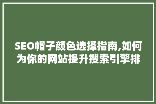 SEO帽子颜色选择指南,如何为你的网站提升搜索引擎排名