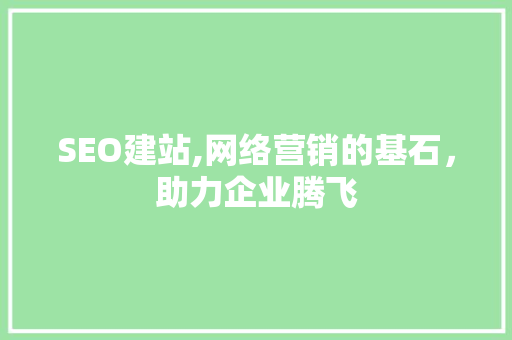 SEO建站,网络营销的基石，助力企业腾飞