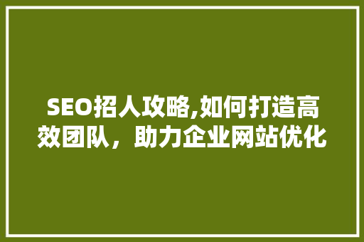 SEO招人攻略,如何打造高效团队，助力企业网站优化