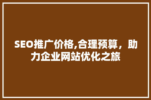 SEO推广价格,合理预算，助力企业网站优化之旅