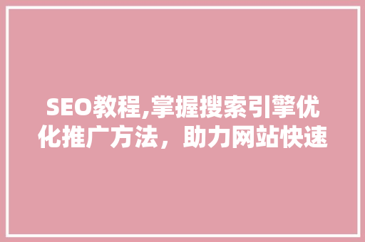 SEO教程,掌握搜索引擎优化推广方法，助力网站快速提升排名