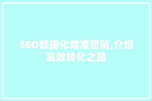 SEO数据化精准营销,介绍高效转化之路