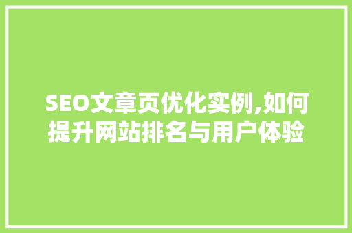 SEO文章页优化实例,如何提升网站排名与用户体验