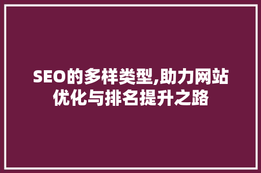 SEO的多样类型,助力网站优化与排名提升之路
