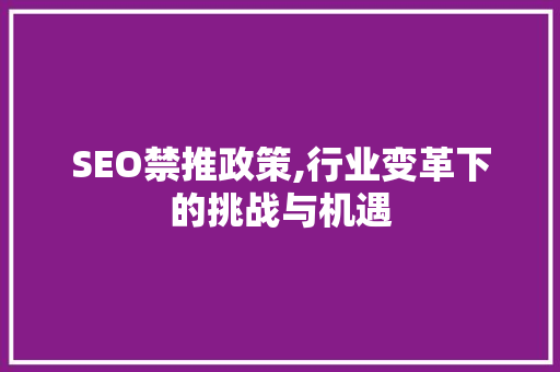 SEO禁推政策,行业变革下的挑战与机遇