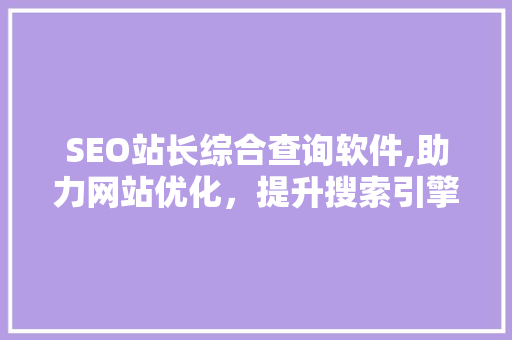 SEO站长综合查询软件,助力网站优化，提升搜索引擎排名