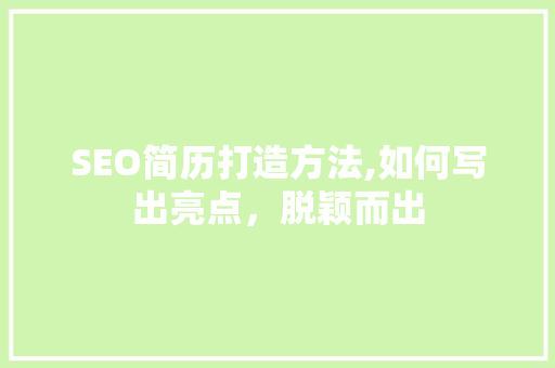 SEO简历打造方法,如何写出亮点，脱颖而出