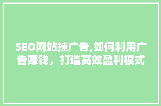 SEO网站挂广告,如何利用广告赚钱，打造高效盈利模式