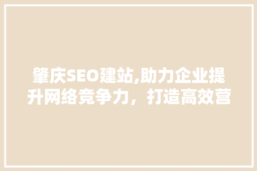 肇庆SEO建站,助力企业提升网络竞争力，打造高效营销步骤