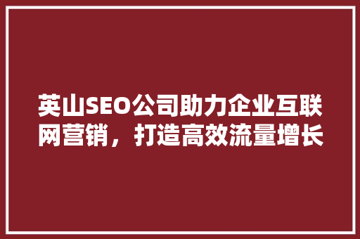 英山SEO公司助力企业互联网营销，打造高效流量增长步骤
