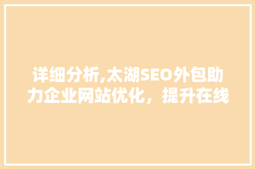 详细分析,太湖SEO外包助力企业网站优化，提升在线竞争力