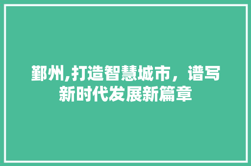 鄞州,打造智慧城市，谱写新时代发展新篇章