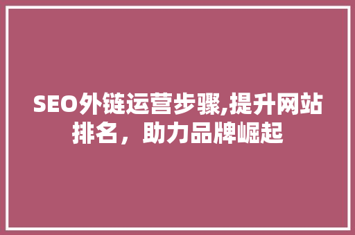 SEO外链运营步骤,提升网站排名，助力品牌崛起