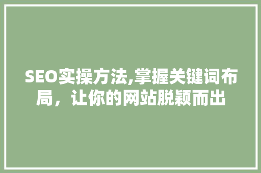 SEO实操方法,掌握关键词布局，让你的网站脱颖而出