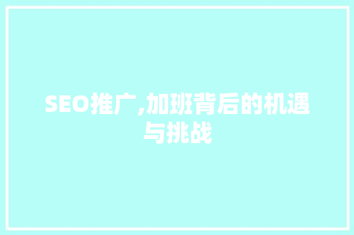 SEO推广,加班背后的机遇与挑战