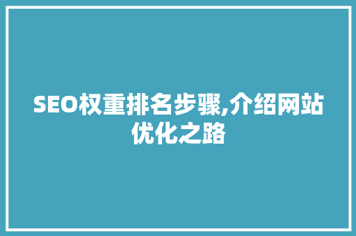 SEO权重排名步骤,介绍网站优化之路