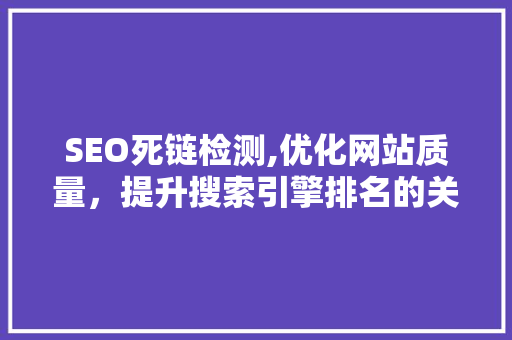SEO死链检测,优化网站质量，提升搜索引擎排名的关键步骤