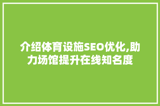 介绍体育设施SEO优化,助力场馆提升在线知名度