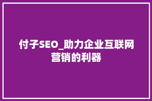 付子SEO_助力企业互联网营销的利器
