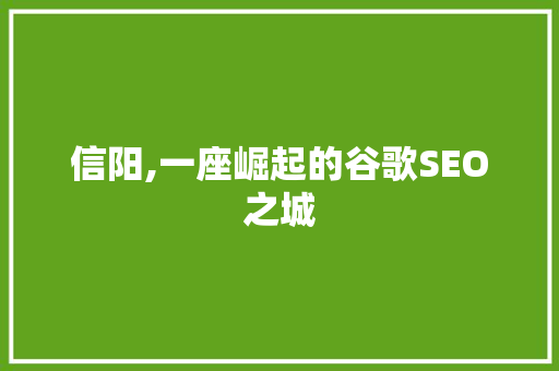 信阳,一座崛起的谷歌SEO之城