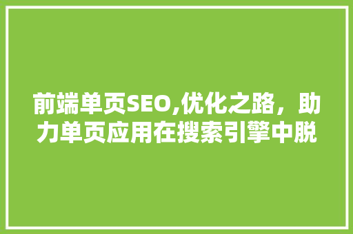 前端单页SEO,优化之路，助力单页应用在搜索引擎中脱颖而出