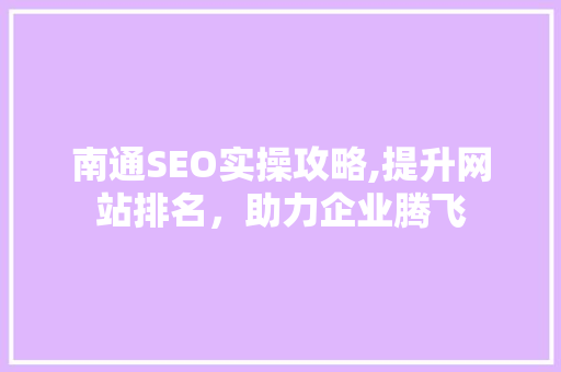 南通SEO实操攻略,提升网站排名，助力企业腾飞