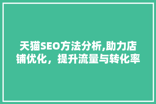 天猫SEO方法分析,助力店铺优化，提升流量与转化率