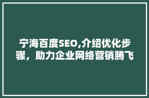 宁海百度SEO,介绍优化步骤，助力企业网络营销腾飞