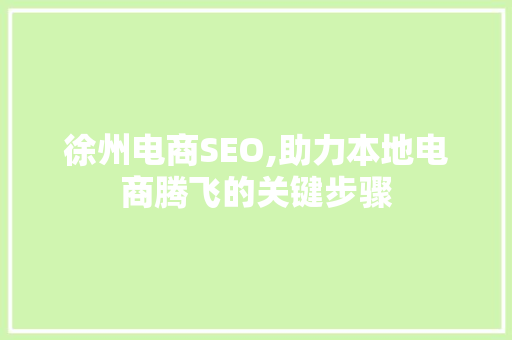 徐州电商SEO,助力本地电商腾飞的关键步骤