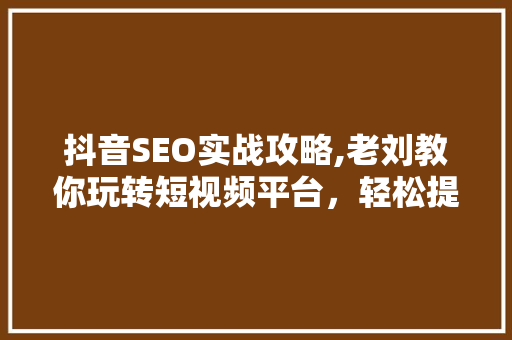 抖音SEO实战攻略,老刘教你玩转短视频平台，轻松提升曝光率！
