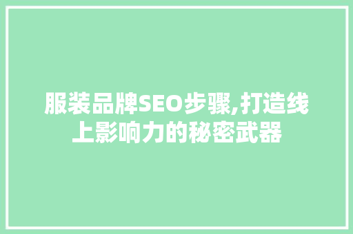 服装品牌SEO步骤,打造线上影响力的秘密武器