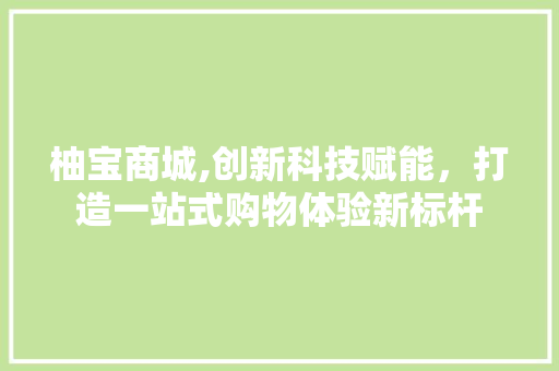 柚宝商城,创新科技赋能，打造一站式购物体验新标杆