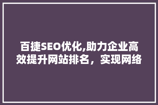 百捷SEO优化,助力企业高效提升网站排名，实现网络营销新突破
