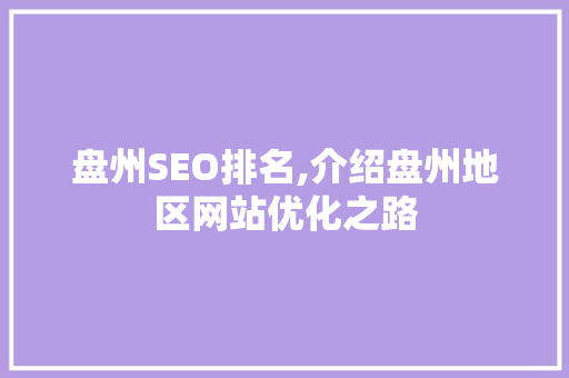 盘州SEO排名,介绍盘州地区网站优化之路