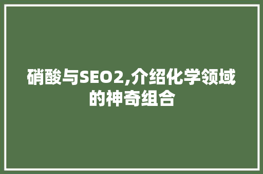 硝酸与SEO2,介绍化学领域的神奇组合