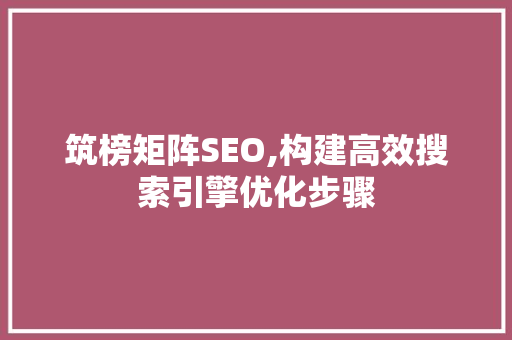 筑榜矩阵SEO,构建高效搜索引擎优化步骤