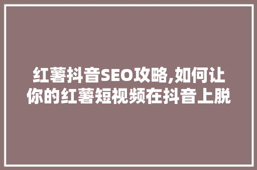 红薯抖音SEO攻略,如何让你的红薯短视频在抖音上脱颖而出