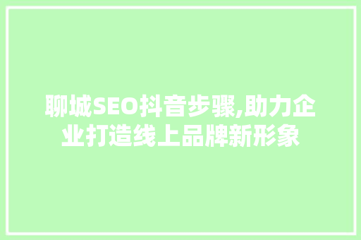 聊城SEO抖音步骤,助力企业打造线上品牌新形象